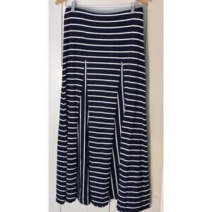 $125 Lauren Ralph Lauren L Large Skirt Women Maxi Navy White Stripe Cotton Modal